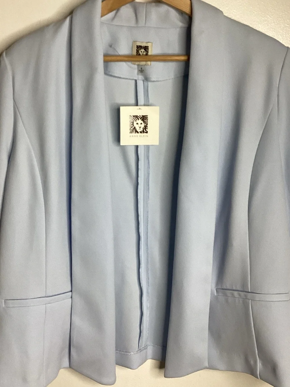 Anne Klein Pale Blue Open-Front Blazer Jacket M